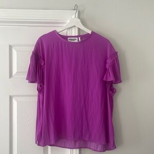 Woman’s Essential Antwerp Purple Magenta Ruffle Sleeve Sleeve Blouse